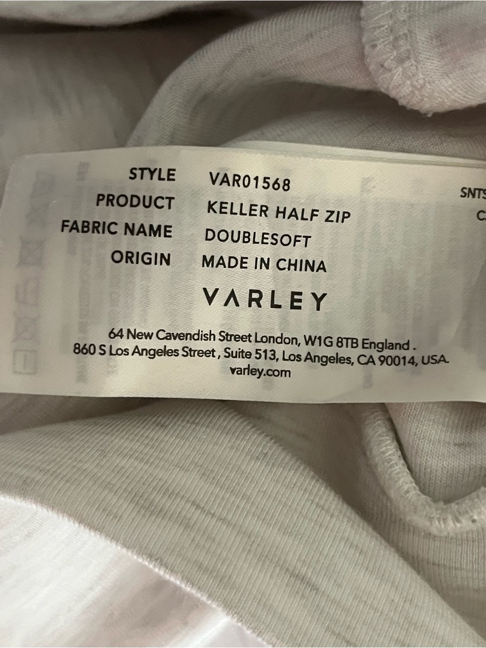 VARLEY Ivory Marl Keller Half Zip Pullover - Picture 5 of 6